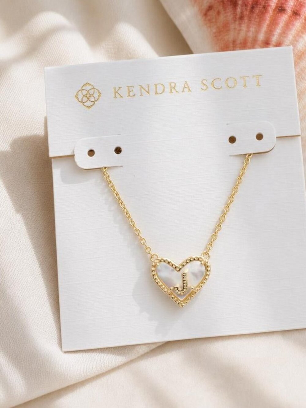 Kendra Scott Ari Heart Letter J Gold Necklace